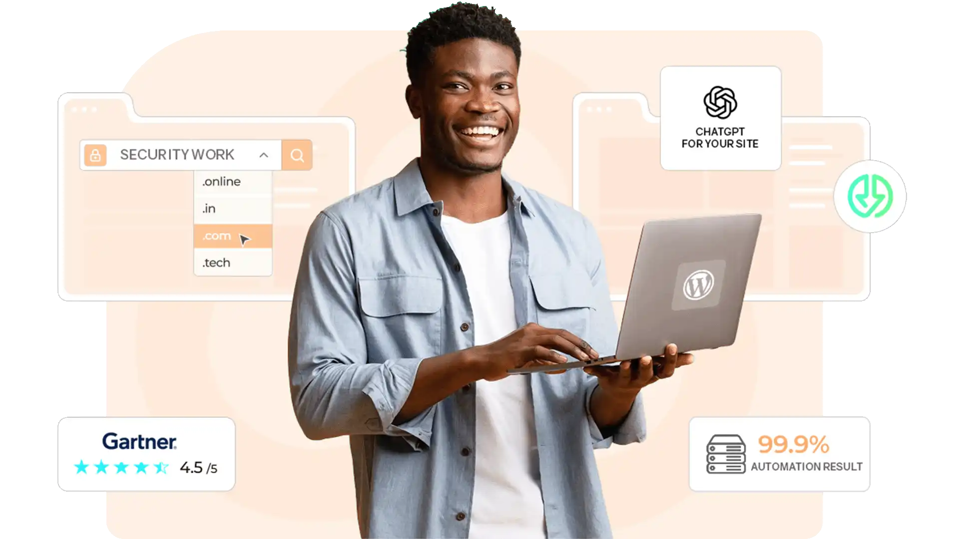 AI Automation Hero - Business professional with automation dashboard